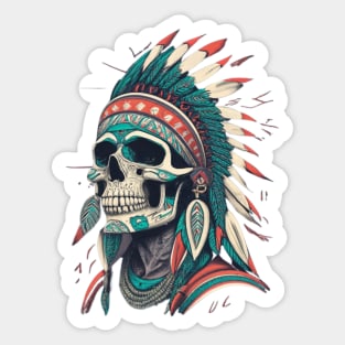 Red Indian Skull  - Classic Vintage Summer Sticker